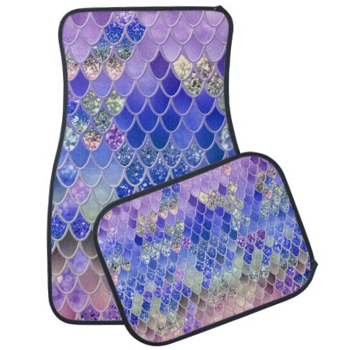 Summer Mermaid Glitter Scales 3 Faux Glitter  Car Floor Mat