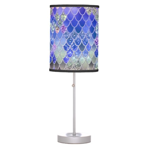 Summer Mermaid Glitter Scales 3 Faux Glitter  Table Lamp