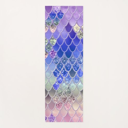 Summer Mermaid Glitter Scales 3 Faux Glitter  Yoga Mat