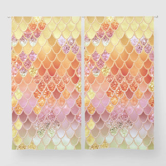 Summer Mermaid Glitter Scales #4 (Faux Glitter) Sheer Curtains