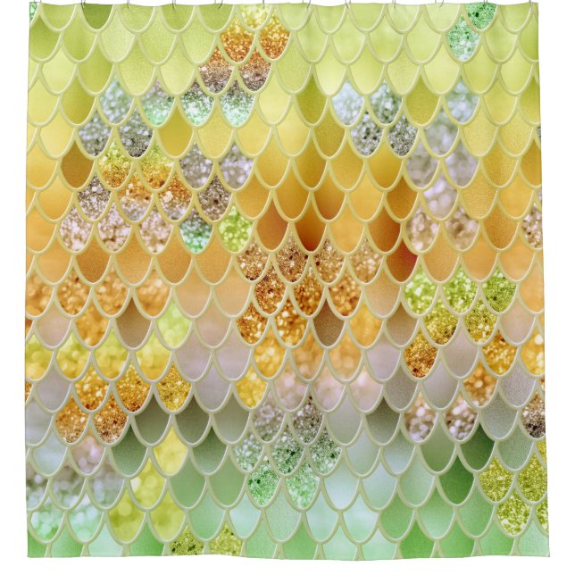 Summer Mermaid Glitter Scales #5 (Faux Glitter)  Shower Curtain (Front)