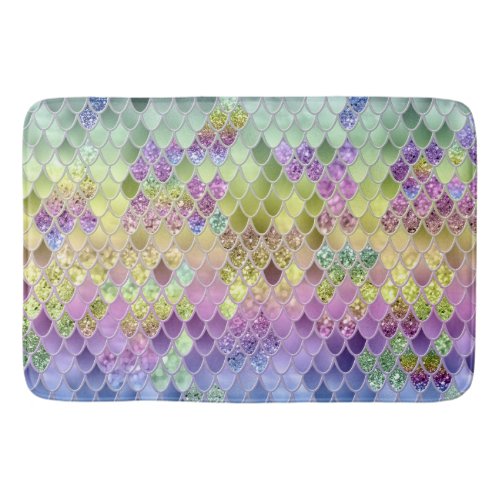 Summer Mermaid Glitter Scales 6 Faux Glitter  Bath Mat