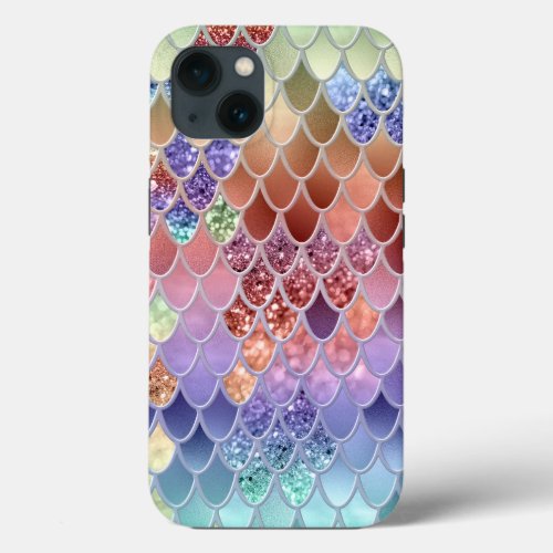Summer Mermaid Glitter Scales 7 Faux Glitter  iPhone 13 Case