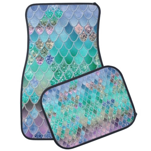 Summer Mermaid Glitter Scales 8 Faux Glitter Car Floor Mat