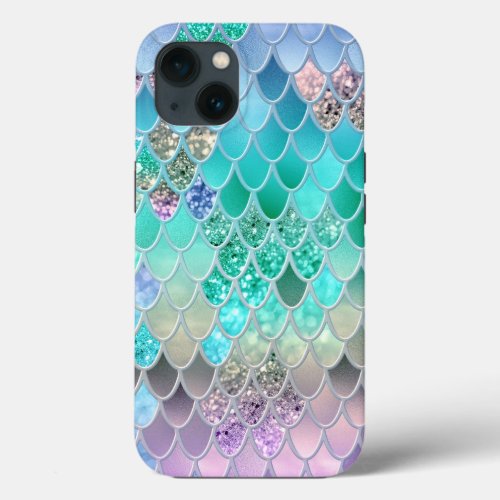 Summer Mermaid Glitter Scales 8 Faux Glitter iPhone 13 Case