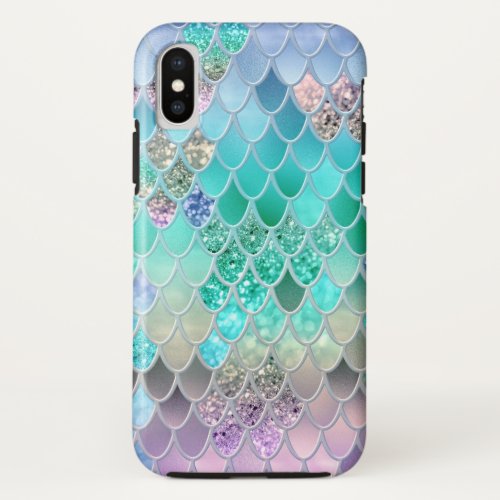 Summer Mermaid Glitter Scales 8 Faux Glitter iPhone X Case