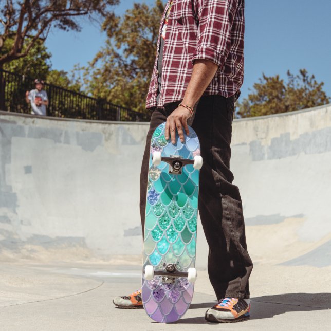 Summer Mermaid Glitter Scales #8 (Faux Glitter) Skateboard (Outdoor 2)