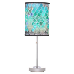 Summer Mermaid Glitter Scales #8 (Faux Glitter) Table Lamp