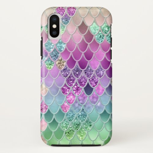 Summer Mermaid Glitter Scales 9 Faux Glitter iPhone X Case
