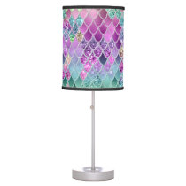 Summer Mermaid Glitter Scales #9 (Faux Glitter) Table Lamp