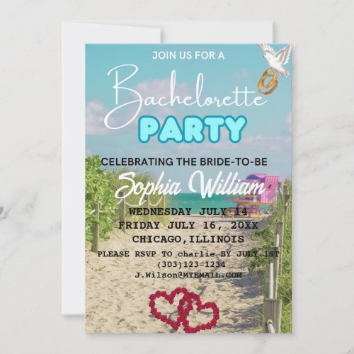 Summer Miami Weekend Beach Bachelorette Party Invitation