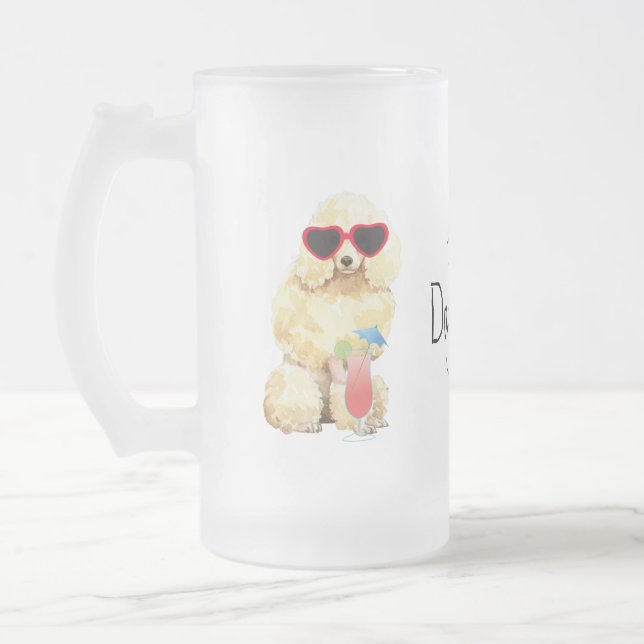 Summer Miniature Poodle Frosted Glass Beer Mug (Left)