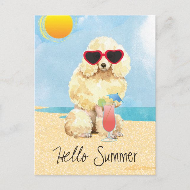 Summer Miniature Poodle Postcard (Front)