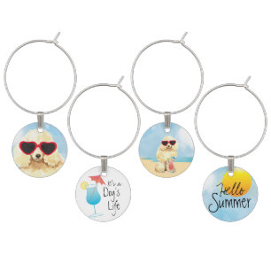 Summer Miniature Poodle Wine Charm