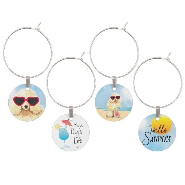 Summer Miniature Poodle Wine Charm (Staggered)