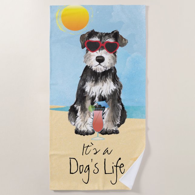 Summer Miniature Schnauzer Beach Towel (Front)