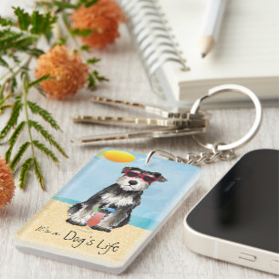 Summer Miniature Schnauzer Keychain