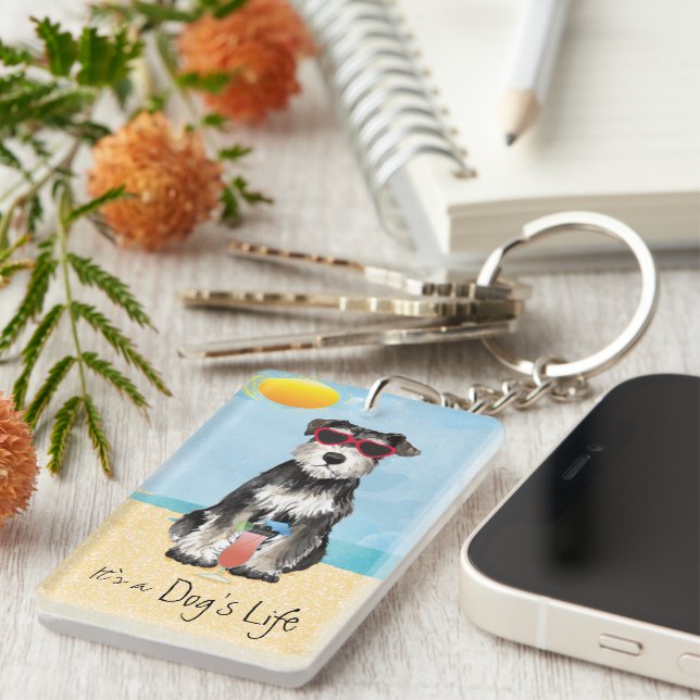 Summer Miniature Schnauzer Keychain (Front Right)