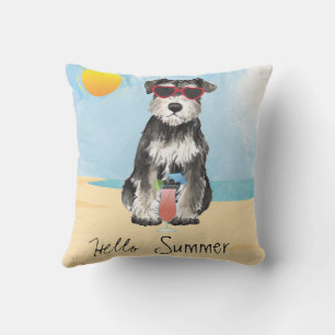 Summer Miniature Schnauzer Outdoor Pillow