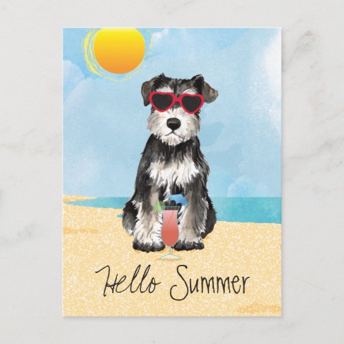 Summer Miniature Schnauzer Postcard