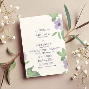 Summer mint green lavender purple floral Wedding Invitation