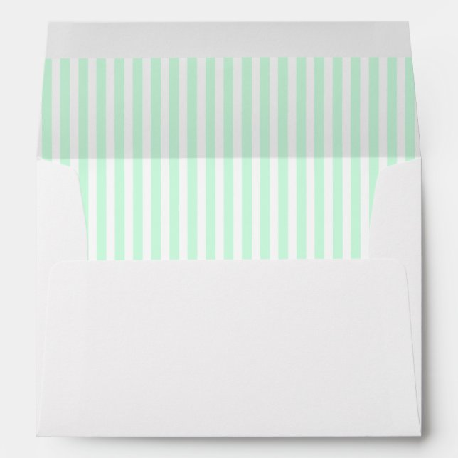 Summer Mint Pale Green Mint & White Stripe Envelope (Back (Bottom))