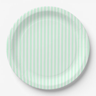 Summer Mint Pale Green Mint & White Stripe Paper Plates