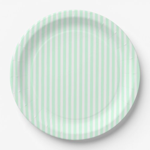 Summer Mint Pale Green Mint  White Stripe Paper Plates