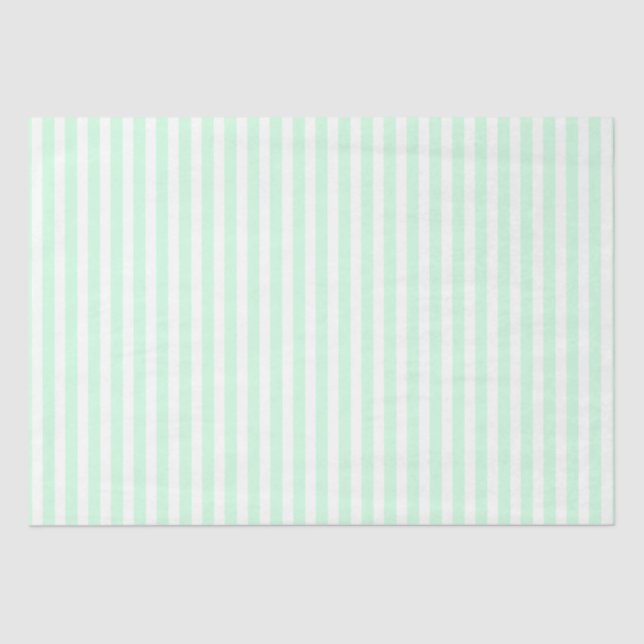 Summer Mint Pale Green Mint & White Stripe Tissue Paper (Front)