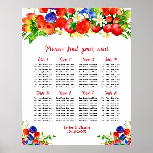 Summer Mixed Berries 8 Tables Seating Chart