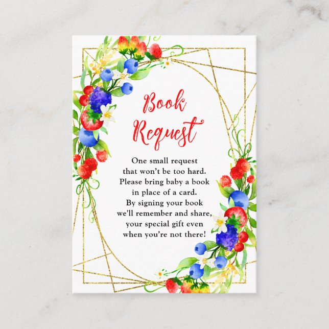 Summer Mixed Berries Baby Shower Book Request Enclosure Card (Front)