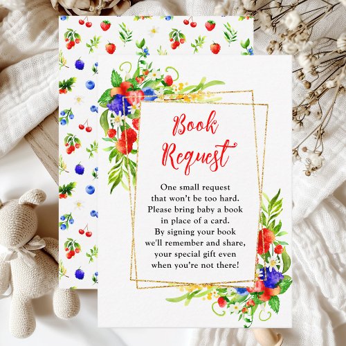 Summer Mixed Berries Baby Shower Book Request Enclosure Card