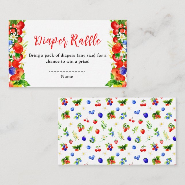 Summer Mixed Berries Baby Shower Diaper Raffle Enclosure Card (Front/Back)