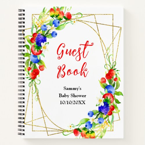 Summer Mixed Berries Baby Shower Guest Book
