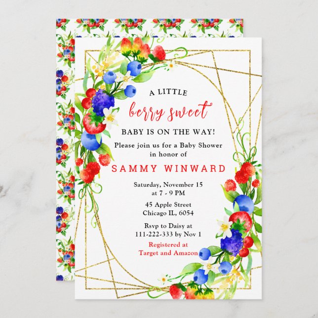 Summer Mixed Berries Baby Shower Invitation (Front/Back)