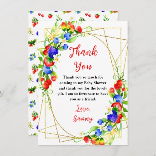 Summer Mixed Berries Baby Shower Thank You Card
