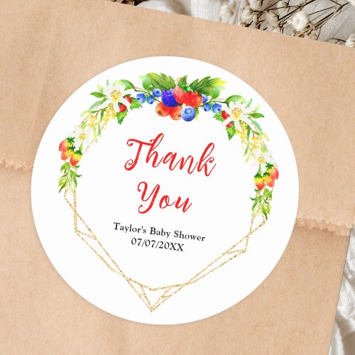 Summer Mixed Berries Baby Shower Thank You Classic Round Sticker