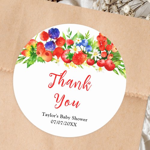 Summer Mixed Berries Baby Shower Thank You Classic Round Sticker