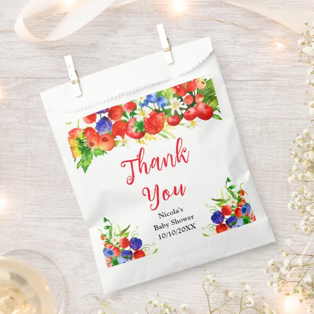 Summer Mixed Berries Baby Shower Thank You Favor Bag (Clipped)