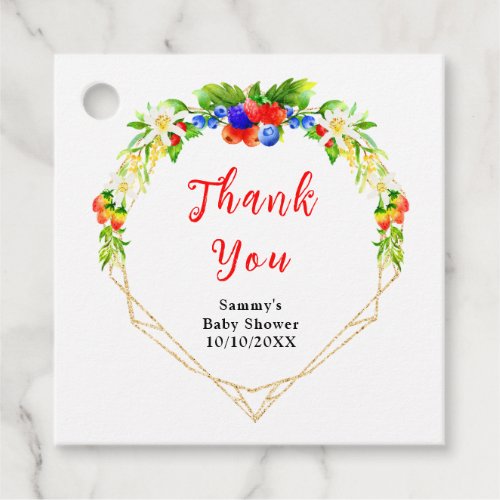 Summer Mixed Berries Baby Shower Thank You Favor Tags