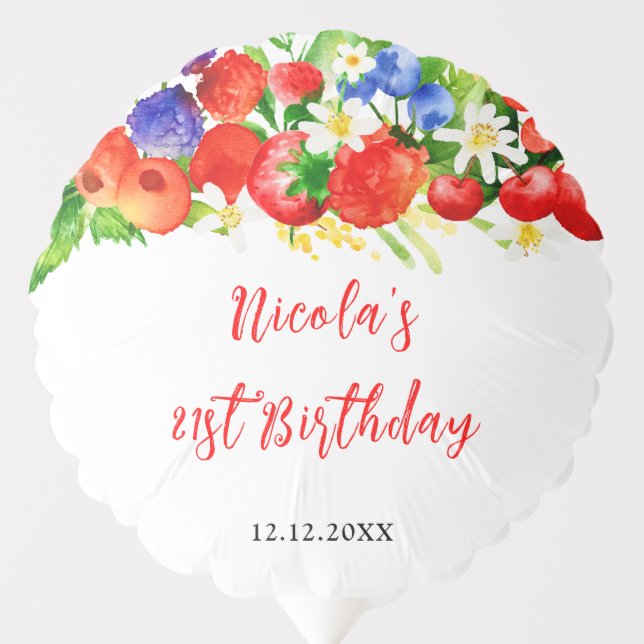 Summer Mixed Berries Birthday Balloon (Front)