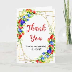 Summer Mixed Berries Birthday Letterpress Thank You Card