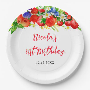 Summer Mixed Berries Birthday Paper Plates