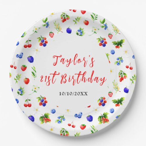 Summer Mixed Berries Birthday Party Paper Plates