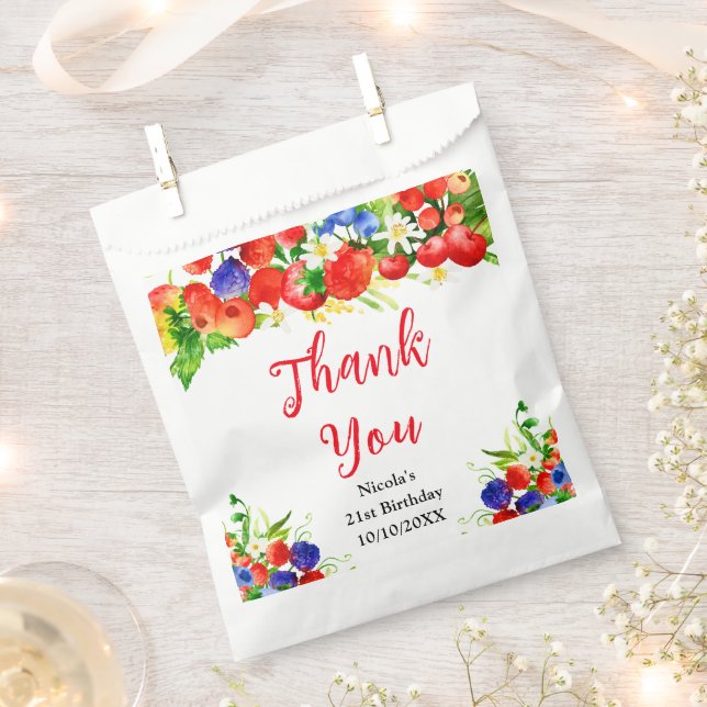 Summer Mixed Berries Birthday Thank You Favor Bag (Clipped)