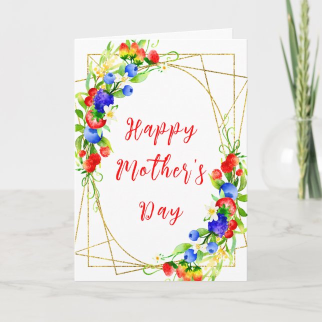 Summer Mixed Berries Happy Mother's Day Card (Front)