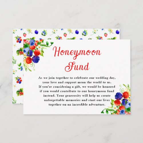 Summer Mixed Berries Wedding Honeymoon Fund Enclosure Card