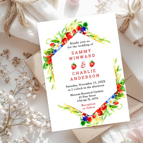 Summer Mixed Berries Wedding Invitation