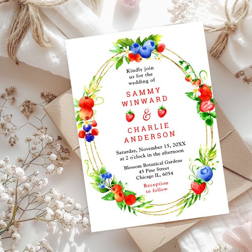 Summer Mixed Berries Wedding Invitation