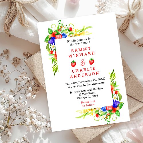 Summer Mixed Berries Wedding Invitation